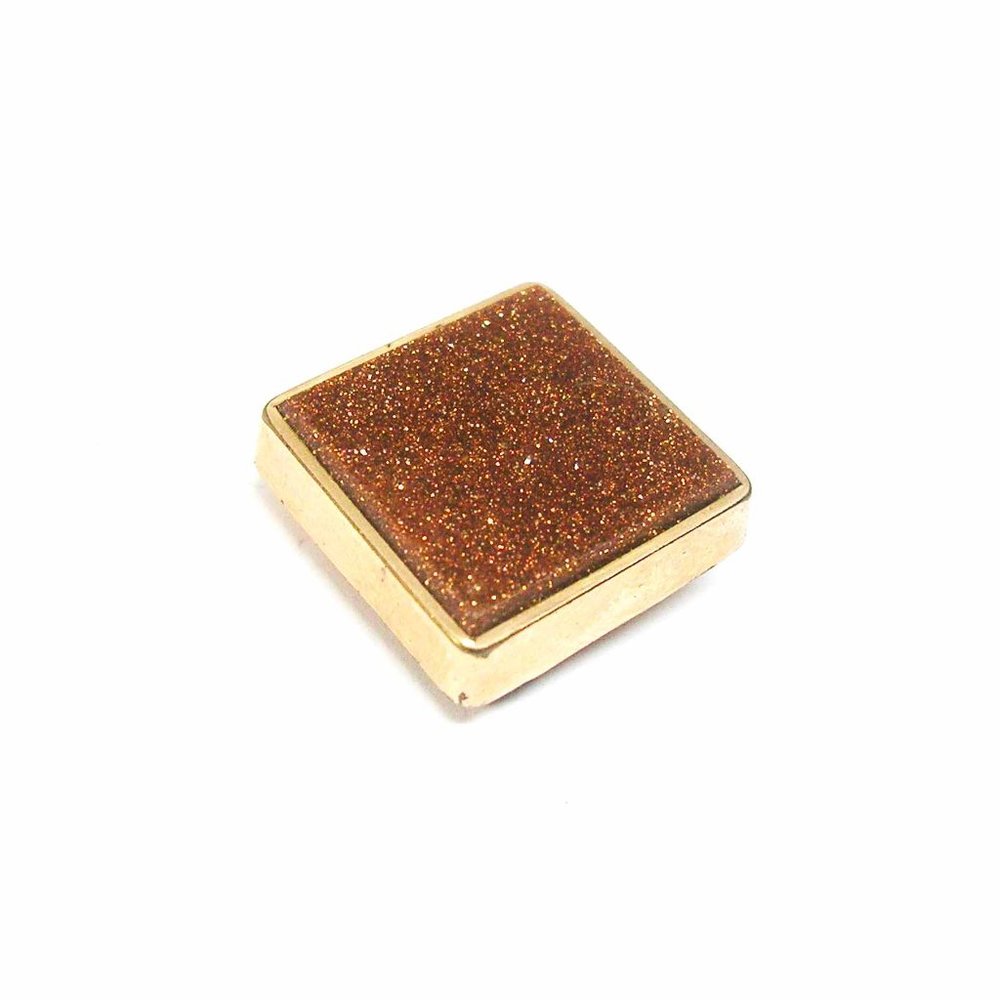 Antique Pin Brooch genuine Gold Stone square